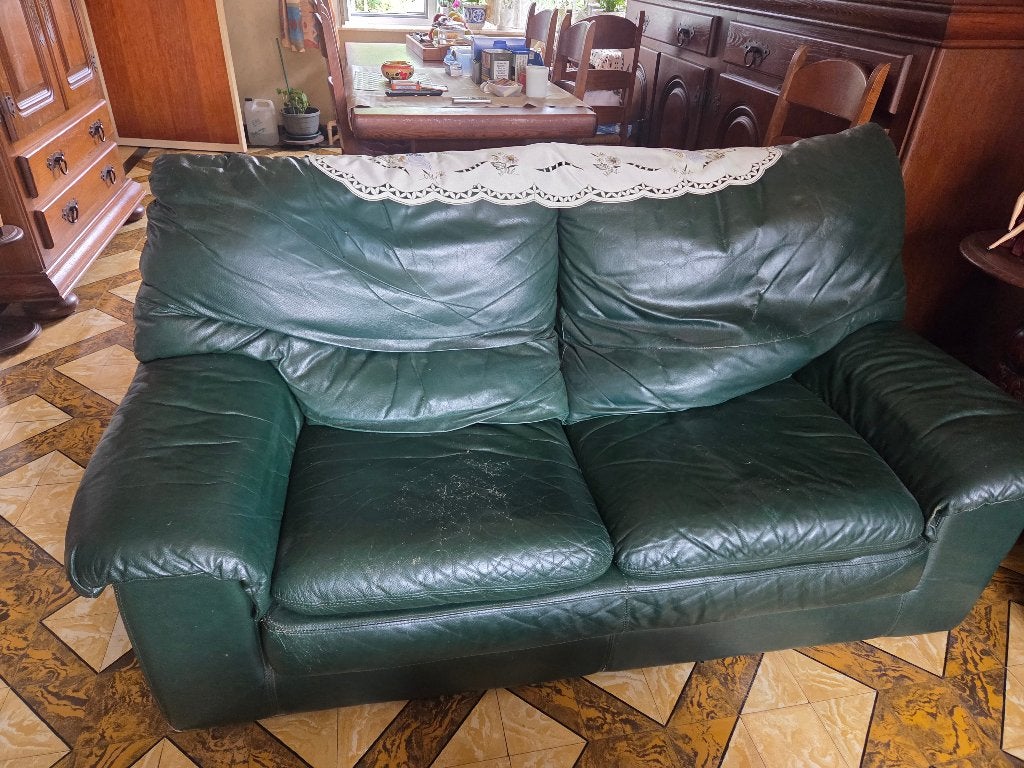 Salon cuir, Maison & Meubles, Ancien, Enlèvement, Utilisé, Cuir