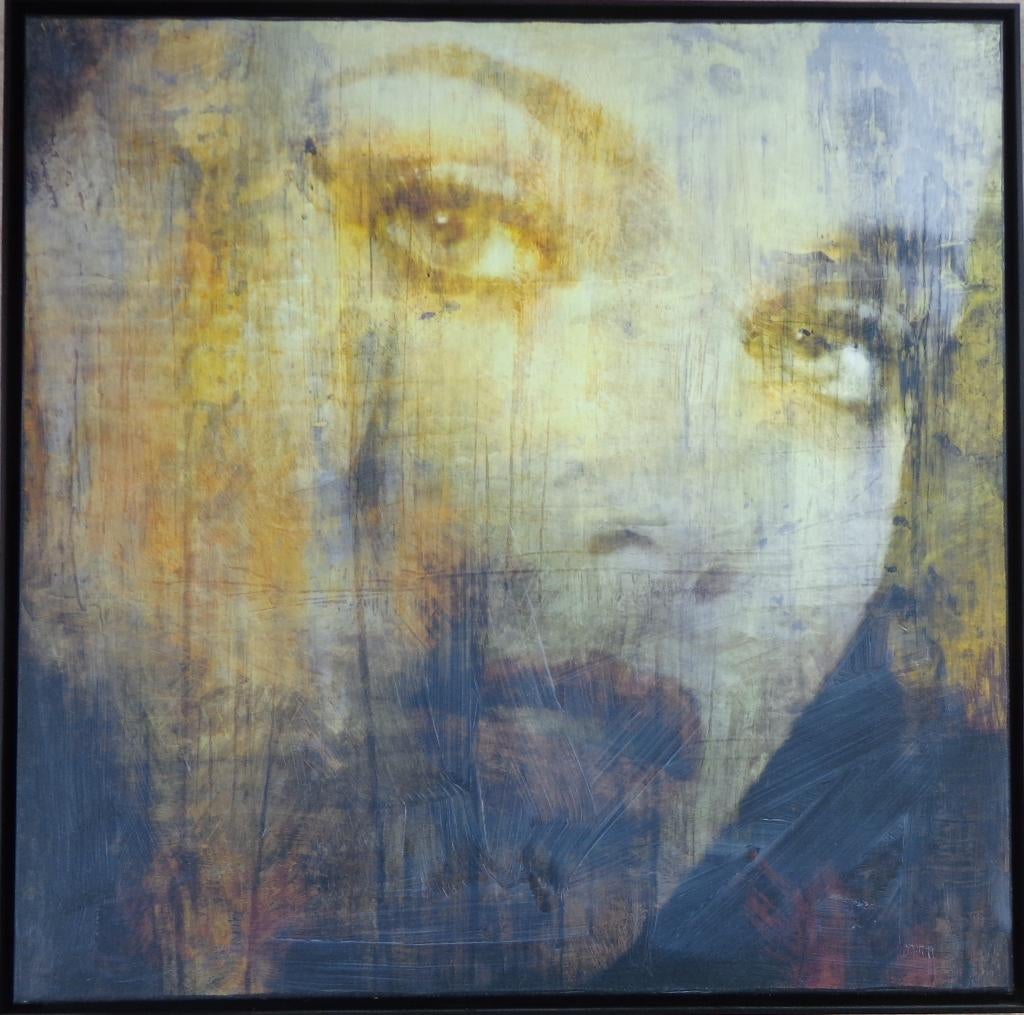 ONLEESBAAR / VROUWENGEZICHT / OLIEVERF / 80x80cm / SIG KADER, Enlèvement