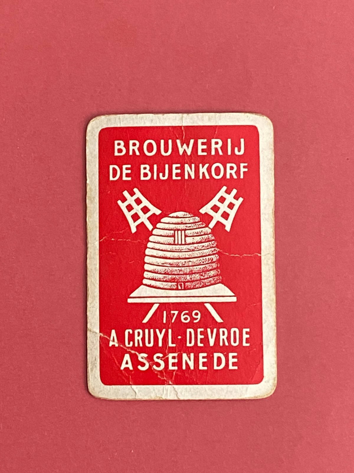 1 oude speelkaart brouwerij DE BIJENKORF te ASSENEDE, Verzamelen, Ophalen of Verzenden, Gebruikt, Speelkaart(en)