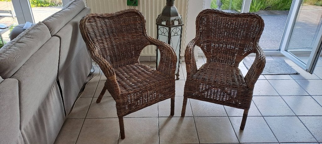 Rotan stoelen in perfecte staat, Huis en Inrichting, Stoelen, Ophalen, Twee, Bruin, Riet of Rotan