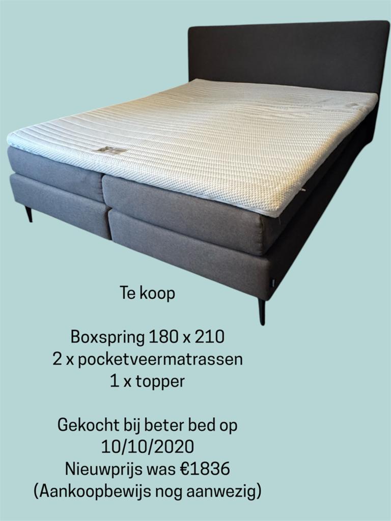 Boxspring grijs 180x210, Autres dimensions, Gris, Enlèvement, Utilisé