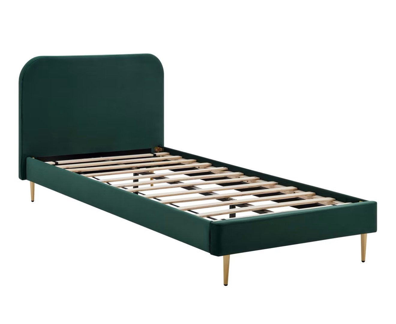 Fluwelen bed met goudkleurige poten, Huis en Inrichting, Slaapkamer | Bedden, Zo goed als nieuw, Ophalen
