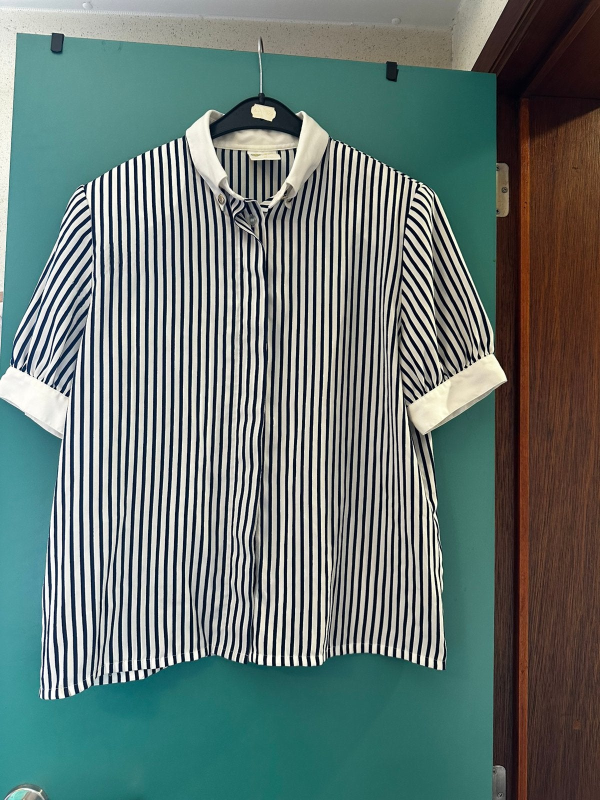 Chemise rayée bleu marine & blanc - Your Sixth Sense, Enlèvement ou Envoi, Comme neuf, Taille 42/44 (L), Bleu