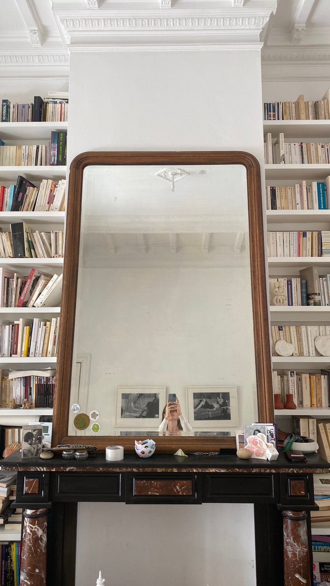 Très grand miroir ancien en bois, Antiquités & Art, Enlèvement