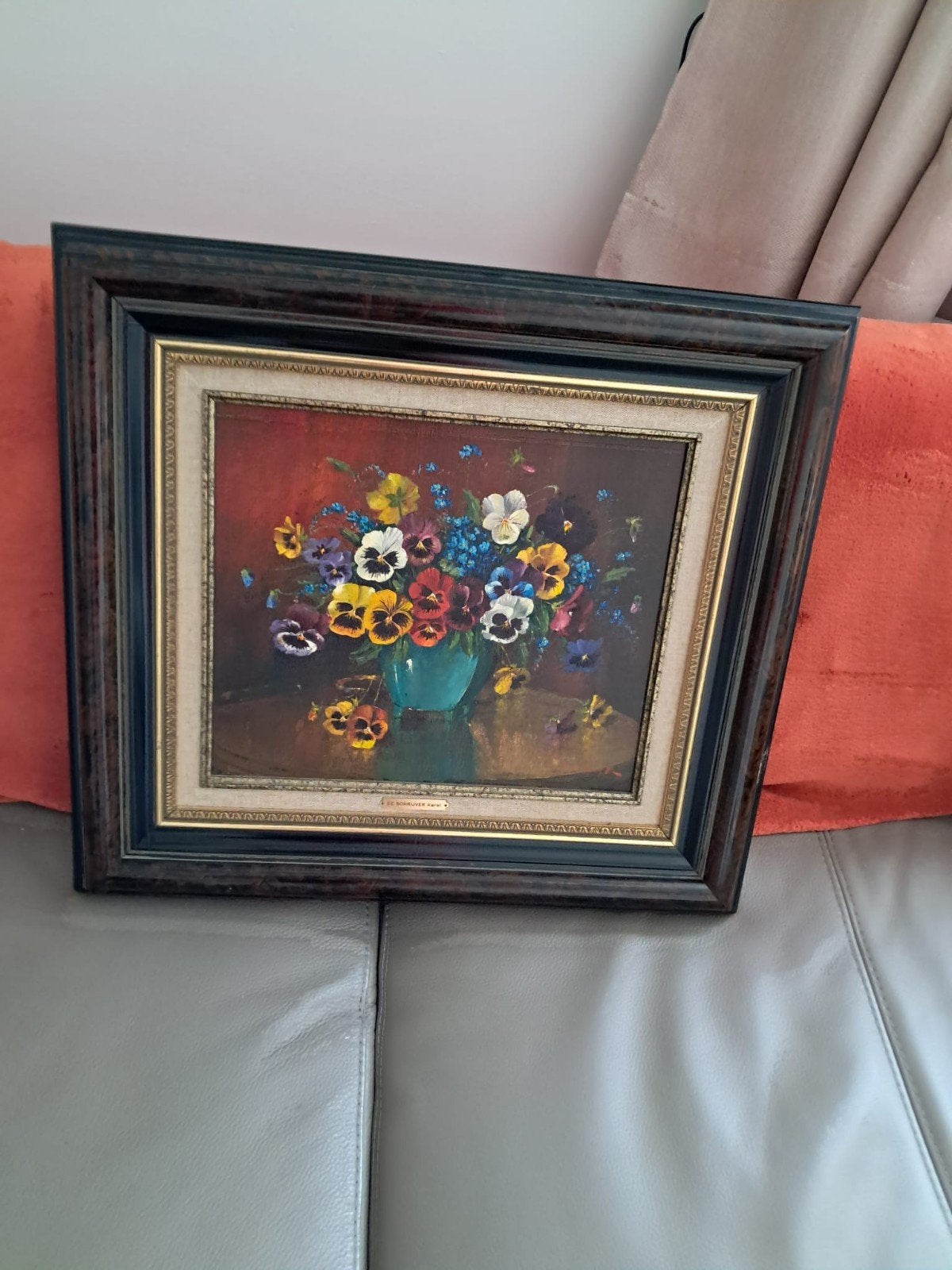 Drie schilderijen van Karel De Schrijver, Antiquités & Art, Enlèvement, Peinture acrylique, Fleurs