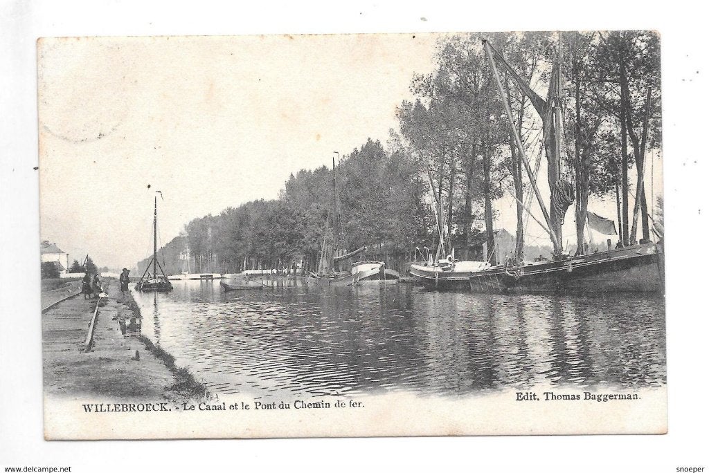 Willebroek le canal et le pont du chemin de fer, Ophalen of Verzenden, Gelopen, Antwerpen