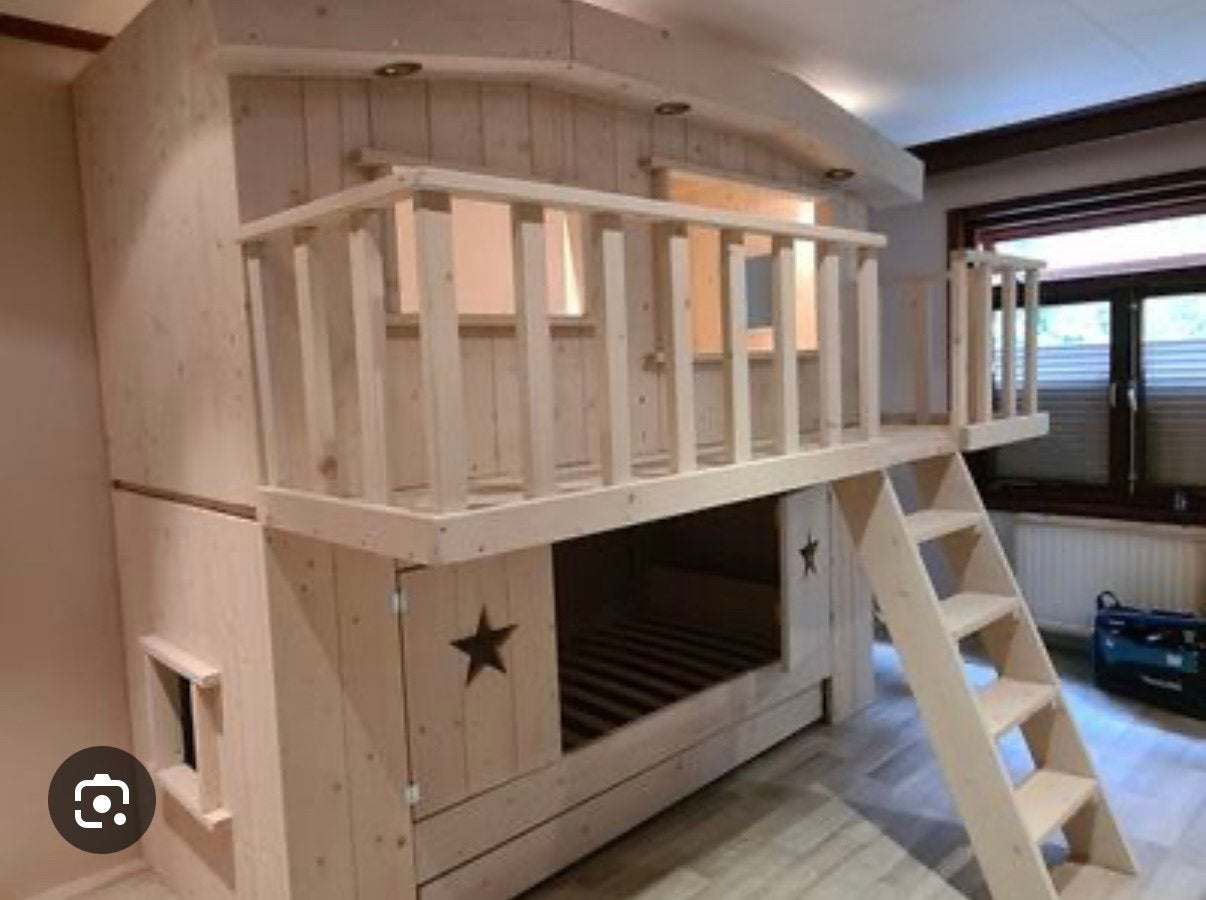 Hoogslaper Boomhut XXL met 2 slaapplaatsen, Ophalen, Zo goed als nieuw, Hoogslaper