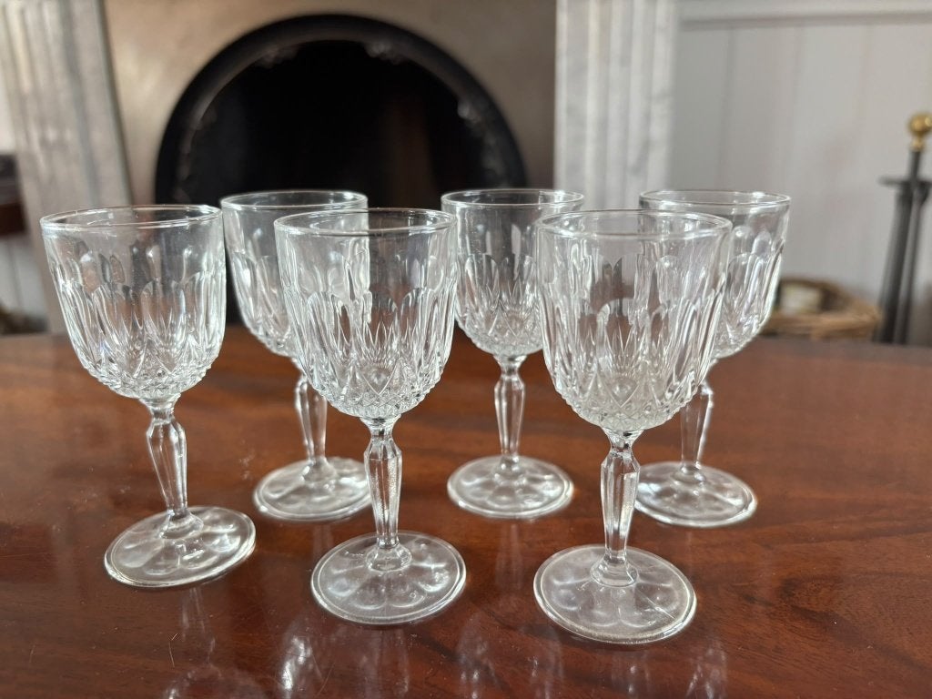 Lots de 6 verres à pied, Verre ou Verres, Vintage, Comme neuf, Verre