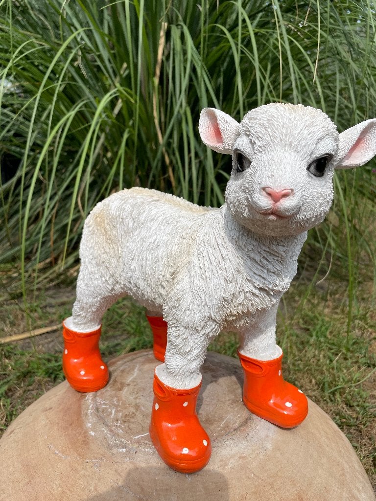 Bottes en agneau orange, chambre de bébé, cadeau 30cm, Enlèvement ou Envoi, Neuf, Synthétique, Animal