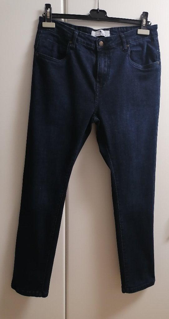 Donkerblauw jeansbroek slim fit, Maison de Paris, 32-30, Kleding | Heren, Spijkerbroeken en Jeans, Ophalen of Verzenden, Zo goed als nieuw