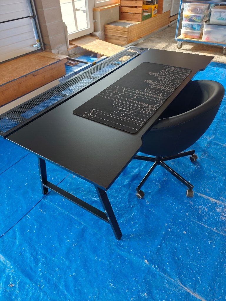 Bureau noir de Gamer avec tapis et siège, Enlèvement, Comme neuf
