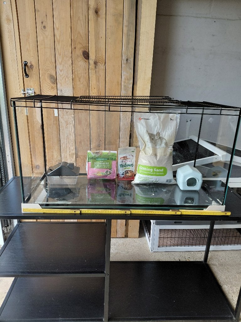 Glazen hamster/knaagdieren kooi, Dieren en Toebehoren, Kooi, Muis, Zo goed als nieuw, 75 tot 110 cm