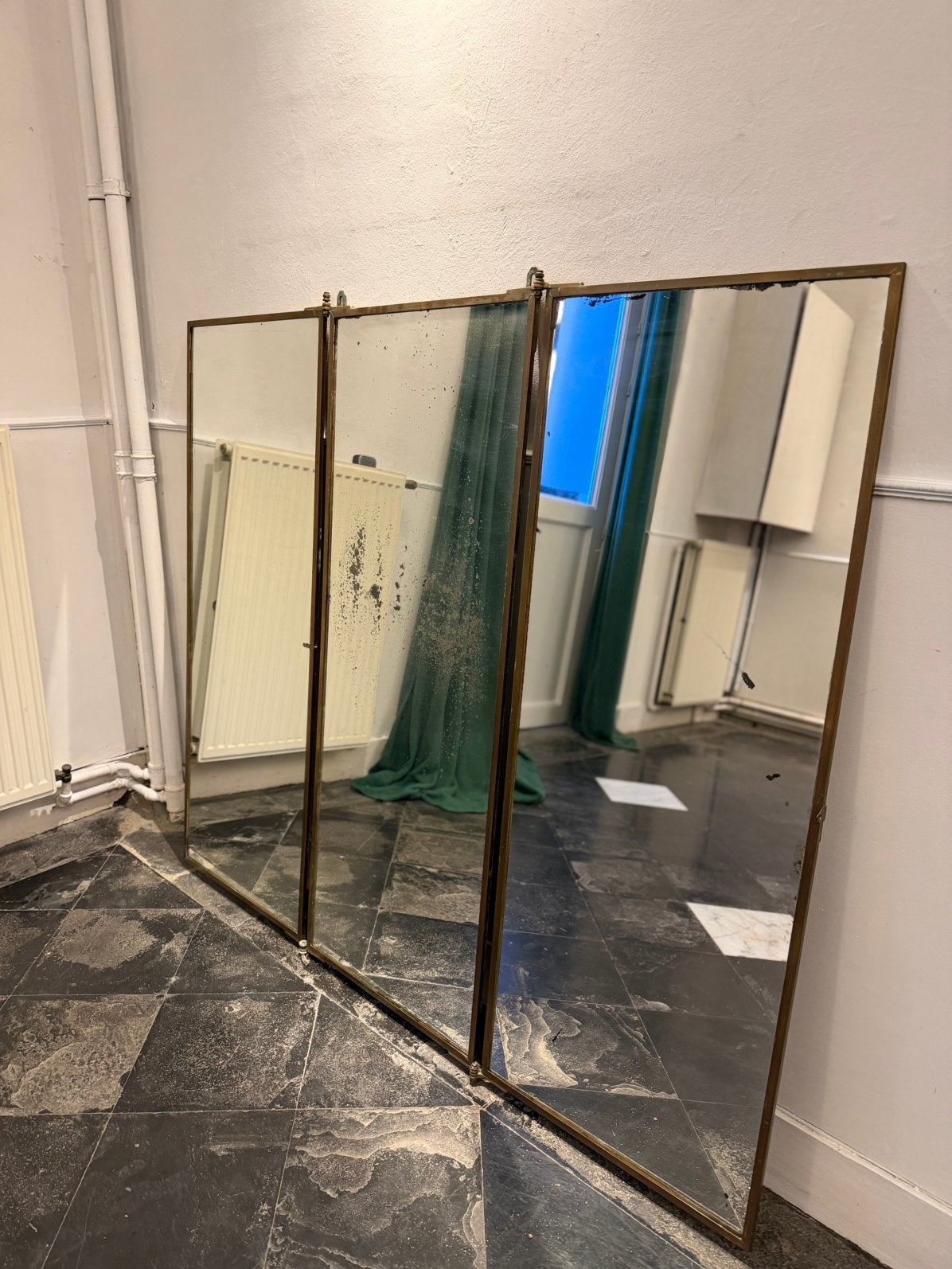 Miroir triptyque Brot Paris, Maison & Meubles, Accessoires pour la Maison | Miroirs, 125 cm ou plus, Enlèvement, Utilisé, 100 à 150 cm