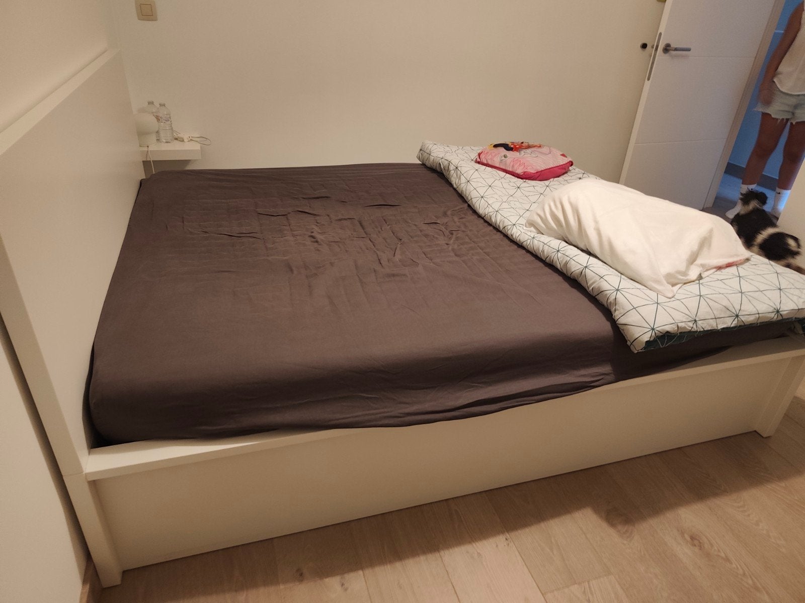 2 persoonsbed, Huis en Inrichting, Slaapkamer | Bedden, Ophalen, Gebruikt, Wit, Tweepersoons