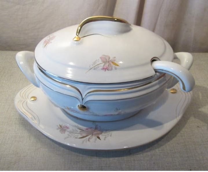 Superbes boîtes à soupe en porcelaine de 4 pièces, Antiquités & Art, Enlèvement ou Envoi