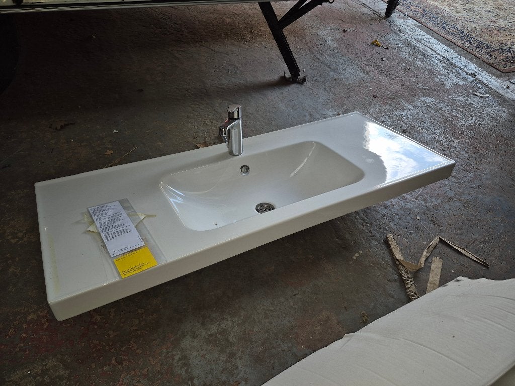 Spoelbak badkamer 121 cm +kraan nieuw!, Ophalen, Nieuw