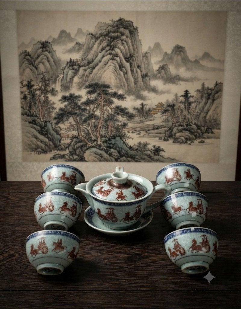 Ensemble de cérémonie du thé chinois vintage, Antiquités & Art, Envoi