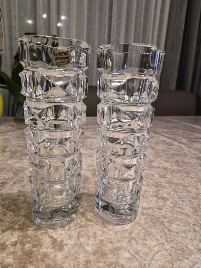 Cristal d'Arques vazen met een geometrisch kubistisch ontwer, Enlèvement ou Envoi