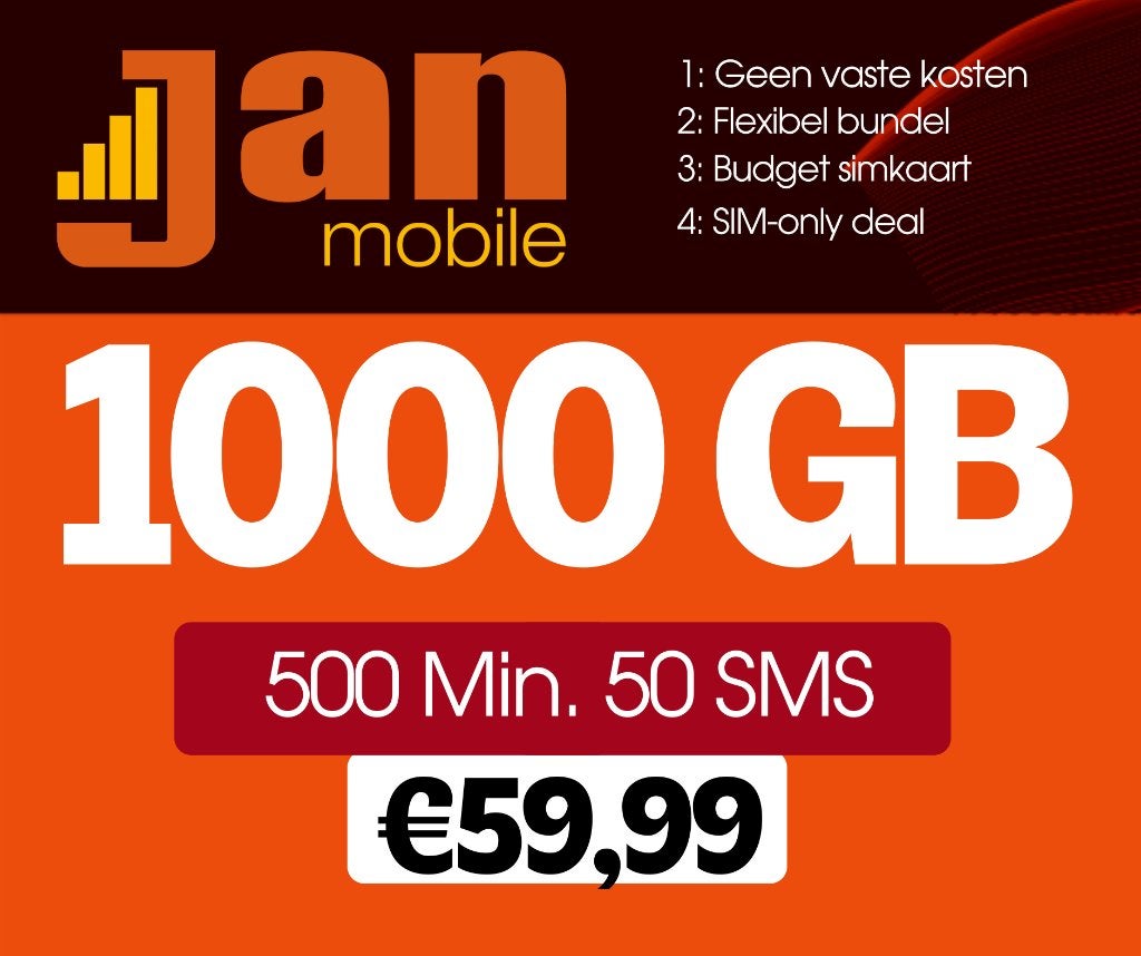 Jan Mobile Prepaid sim kaart, BIG data tegen lagere kosten, Verzenden