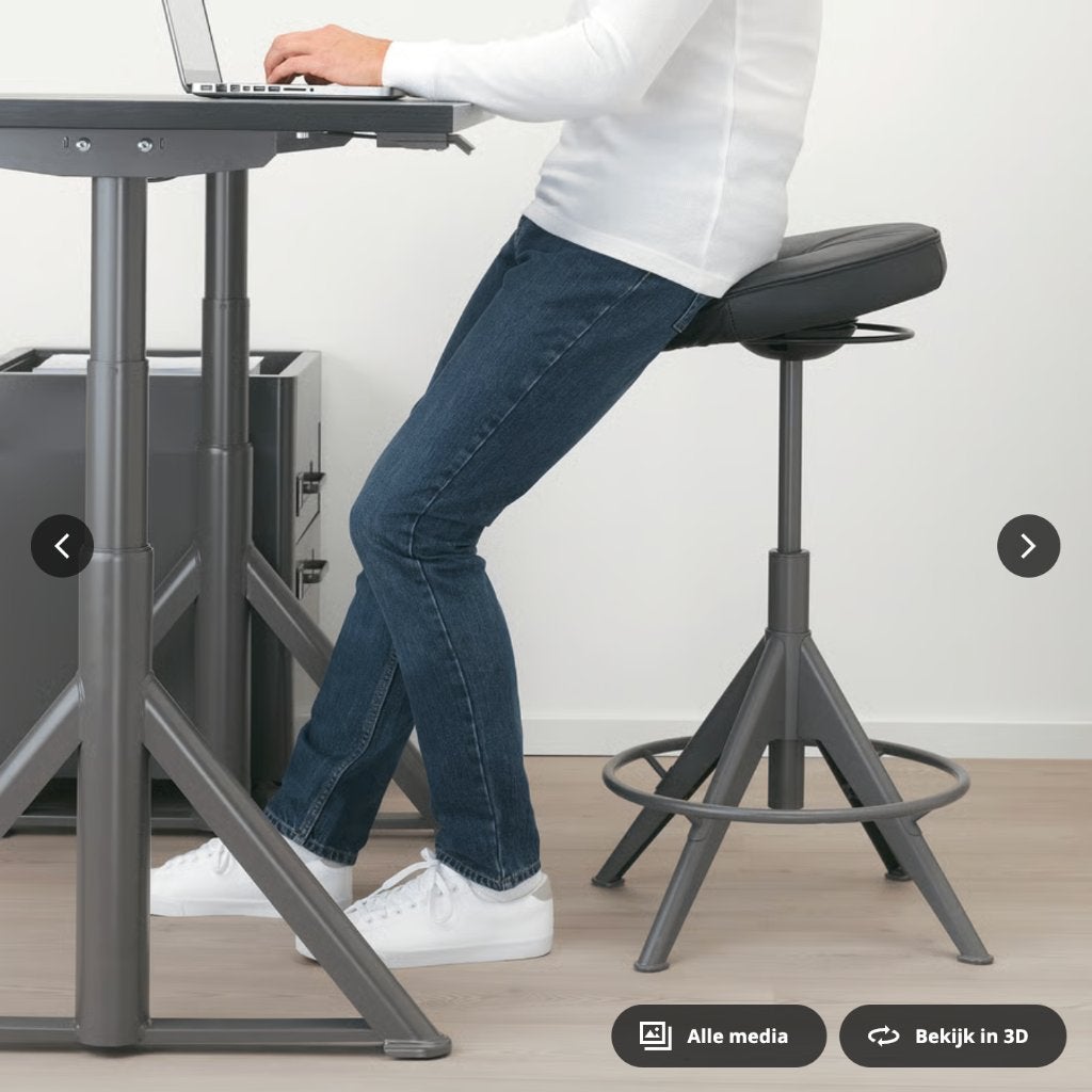 Tabouret assis et debout Ikea Trollberget en bon état, Gris, Comme neuf, Enlèvement, Chaise de bureau