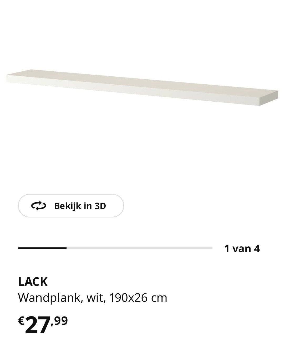 wandplank ikea lack 190cm 4 stuks, Enlèvement