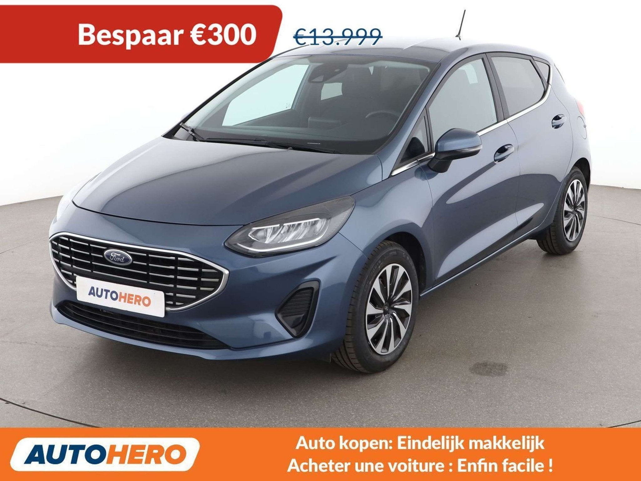 Ford Fiesta 1.0 EcoBoost Titanium (bj 2023), Auto's, Stof, Gebruikt, Blauw, 5 deurs
