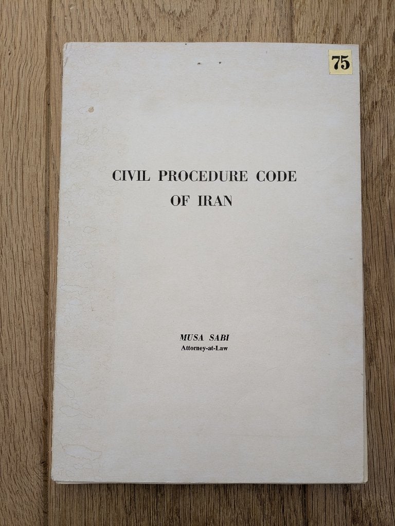 Civil procedure code of Iran, Livres, Enlèvement ou Envoi, Musa Sabi, Comme neuf, 20e siècle ou après