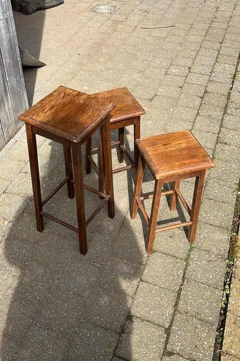 Stevige houten plantenstaanders in eik €5-€7, Ophalen, Gebruikt