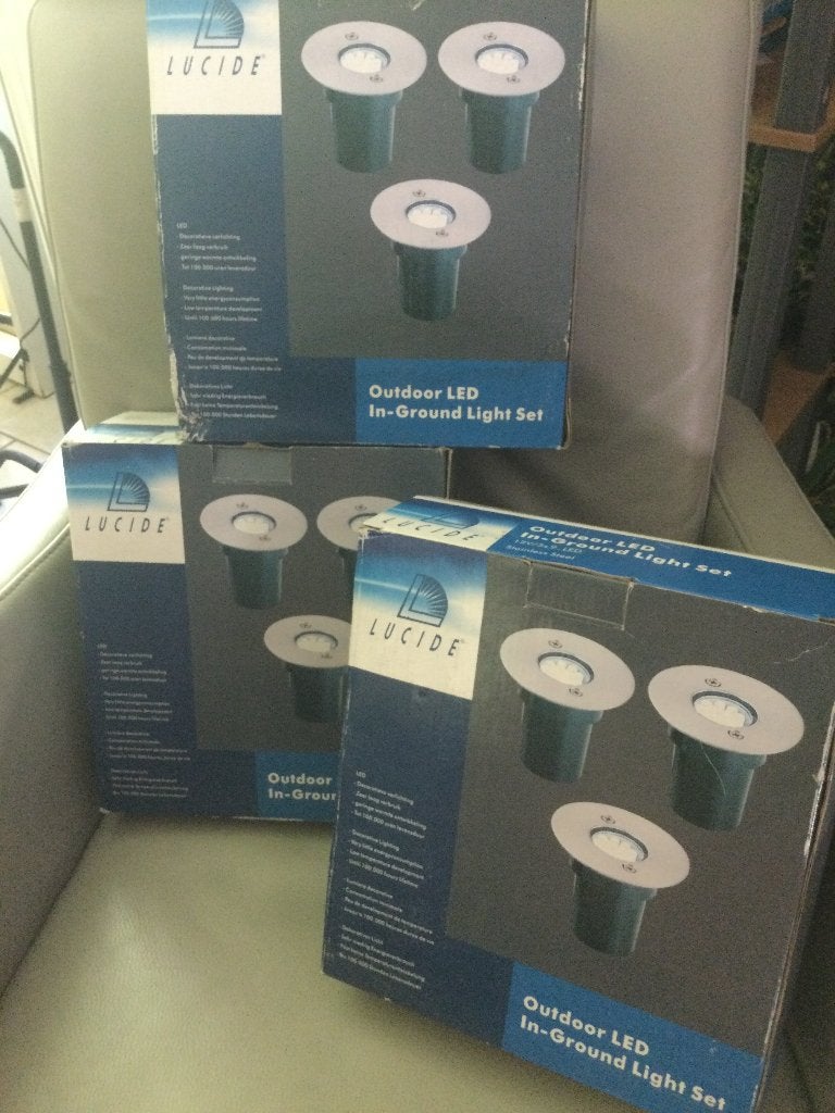 "LUCIDE"OUTDOOR LED IN-GROUND LIGHT SET/NEUFS, Maison & Meubles, Lampes | Spots, Enlèvement ou Envoi, Neuf, Spot de sol