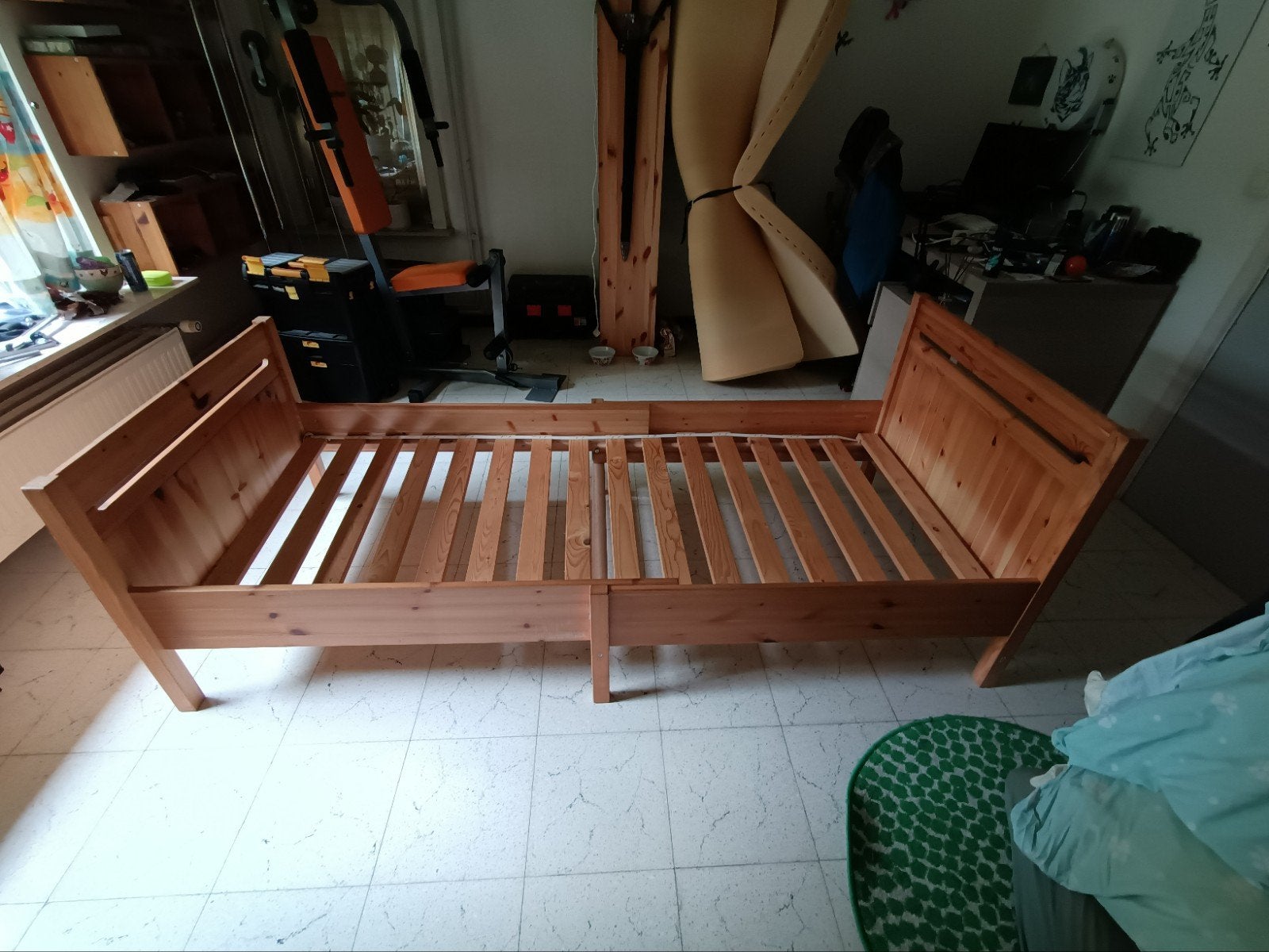 meegroeibed, Ophalen, 90 cm, Eenpersoons, Bruin