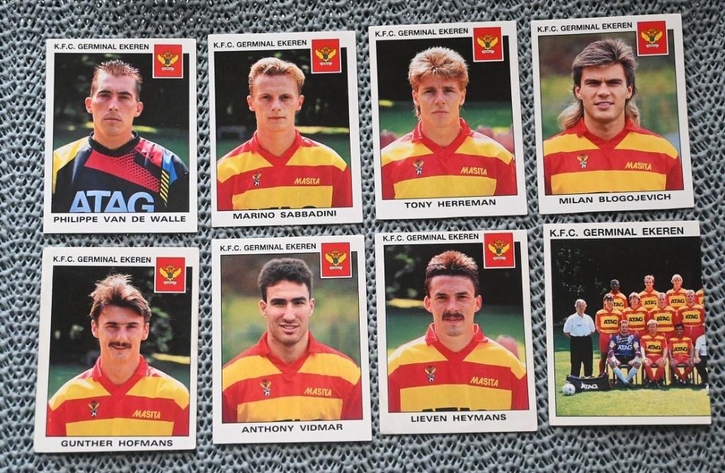 Panini Football 93 / KFC Germinal Ekeren / 8 stickers, Verzamelen, Sportartikelen en Voetbal, Verzenden, Zo goed als nieuw, Poster, Plaatje of Sticker
