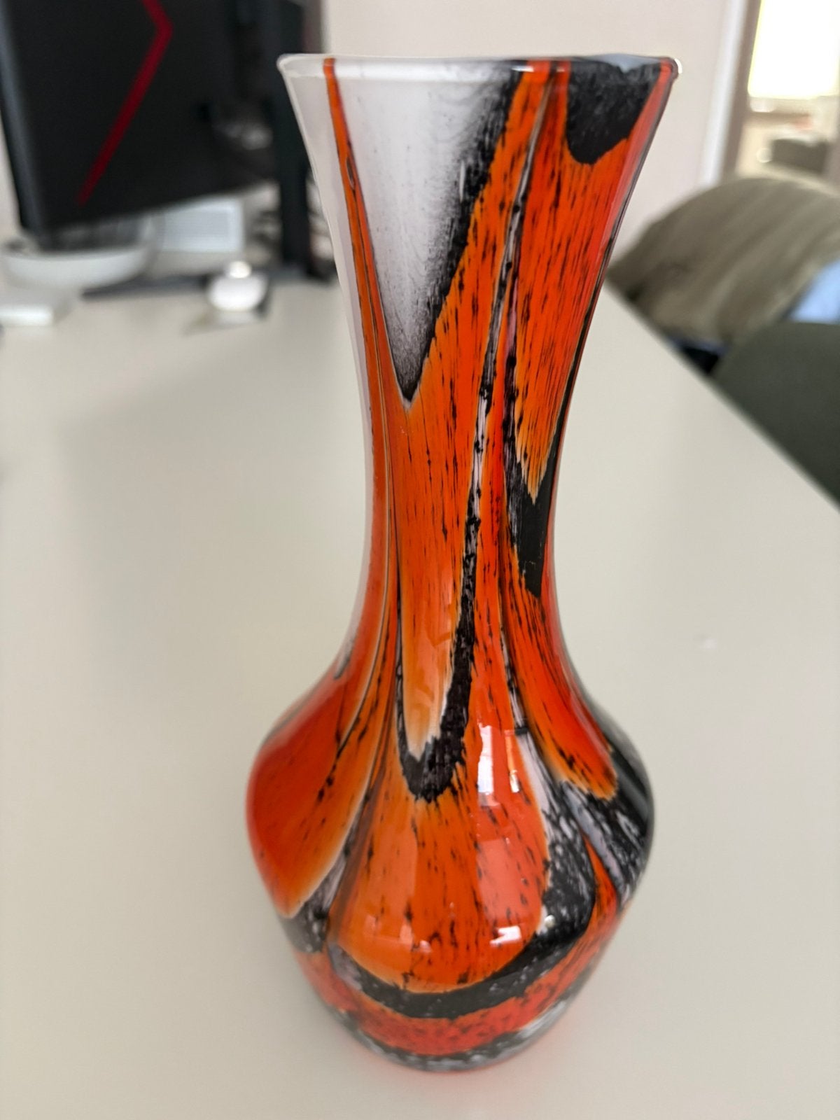 Mid-Century Space Age Opaline Vaas – Florence Italië 25cm, Antiek en Kunst, Ophalen of Verzenden