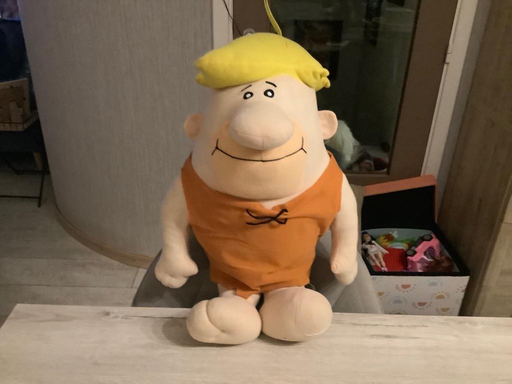 De Flinstones Barney vintage pluche character (56 cm), Ophalen of Verzenden, Overige figuren, Gebruikt, Beeldje of Figuurtje