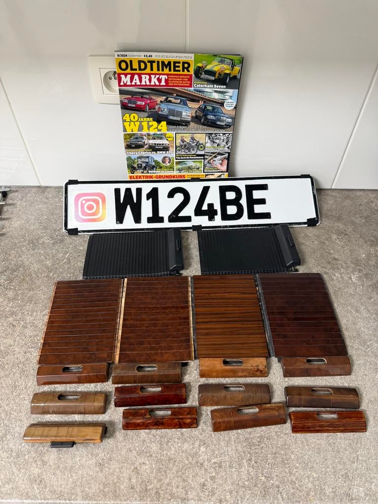 Mercedes w124 rollobox hout middenconsole vide poche bois, Ophalen