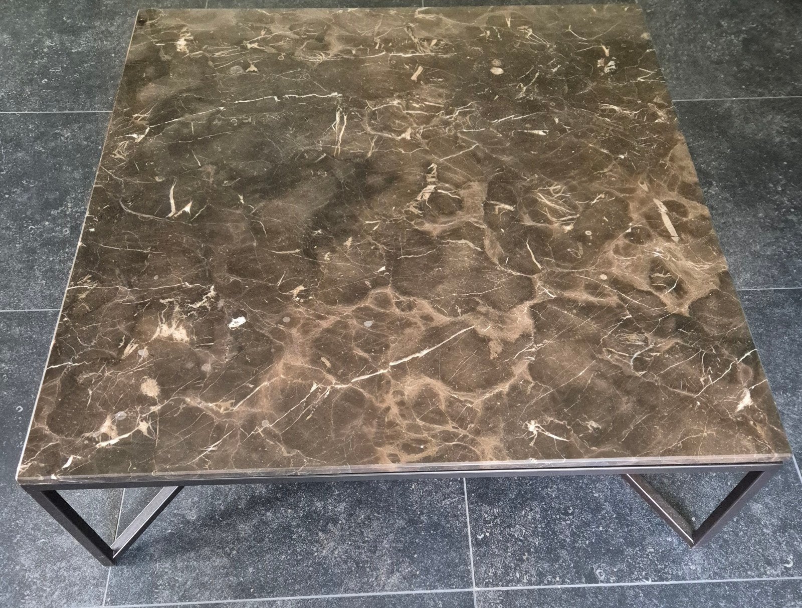 Marmeren salontafel 1 x 1m, Enlèvement, Métal