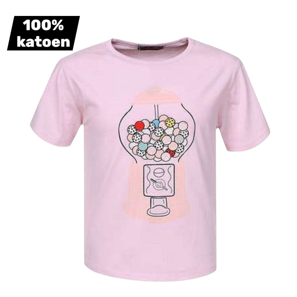 T-shirt 100% katoen snoepmachine roze 104, Kinderen en Baby's, Ophalen of Verzenden, Nieuw, Meisje, Shirt of Longsleeve