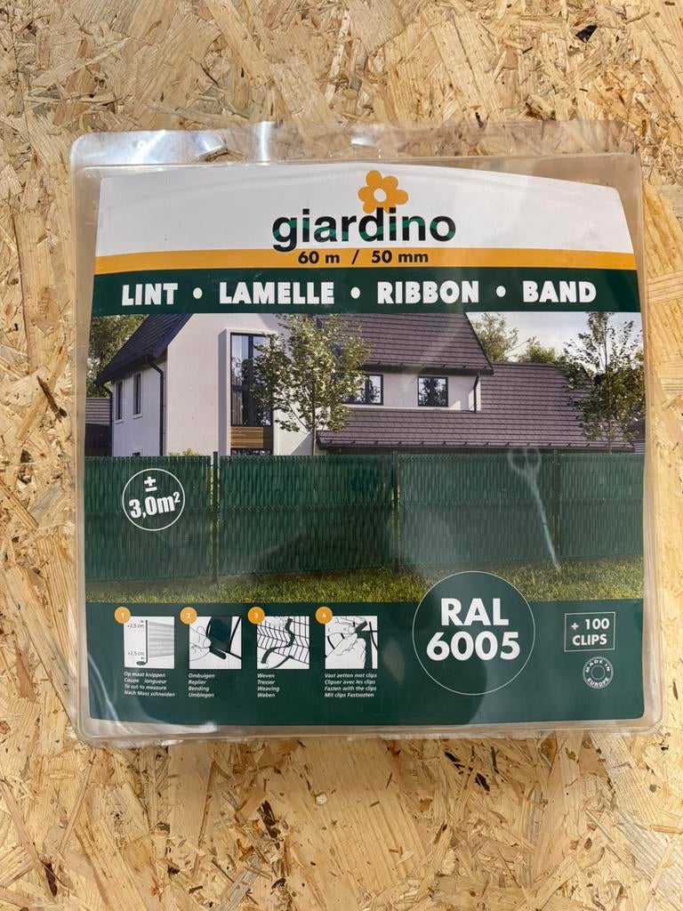 Giardino lint met clips RAL 6005 groen 50 mm, Ophalen, Nieuw, Kunststof