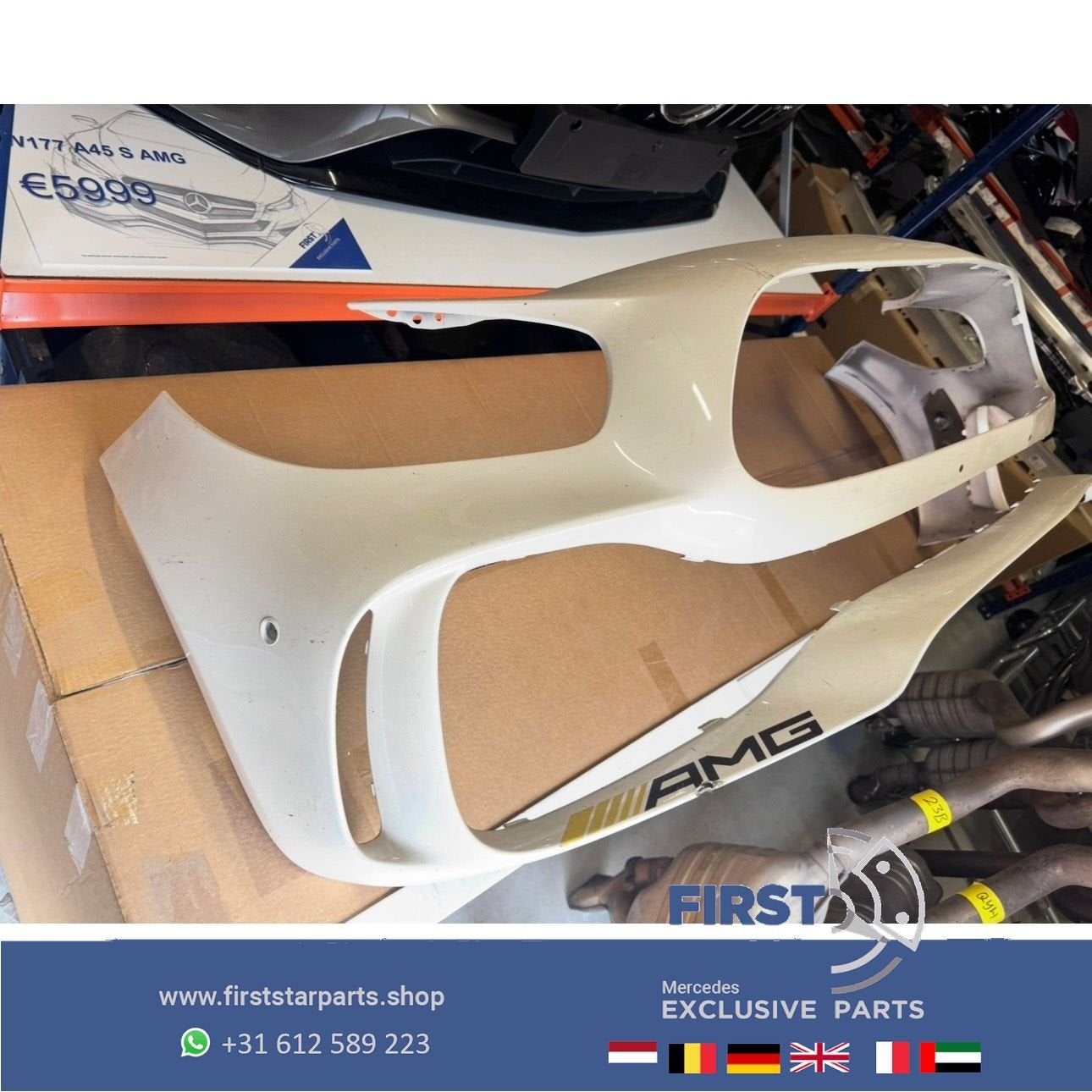 W190 AMG GTR VOORBUMPER A1908858500 origineel Mercedes GT R, Gebruikt, -, Voor, Ophalen of Verzenden