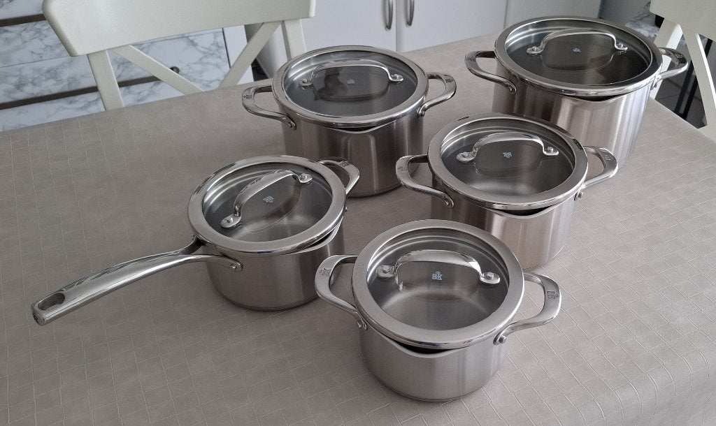 Kookpotten 5-delig, Huis en Inrichting, Keuken | Potten en Pannen, Ophalen, Inox, Pannenset, Zo goed als nieuw
