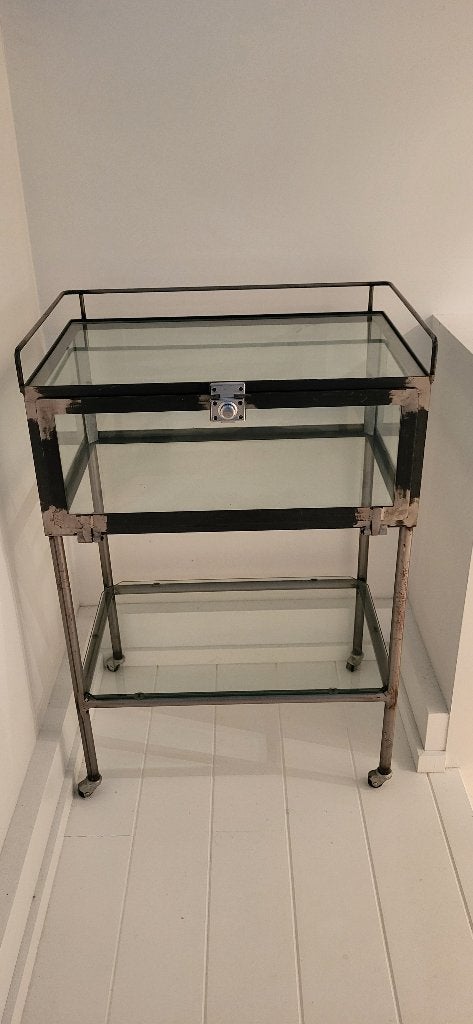 Console en verre et en métal, Enlèvement, Utilisé