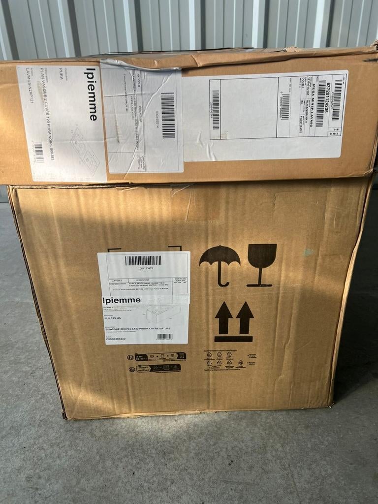 Hangende badmeubelset 120 cm naturel eikenhout + pla, Doe-het-zelf en Bouw, Ophalen