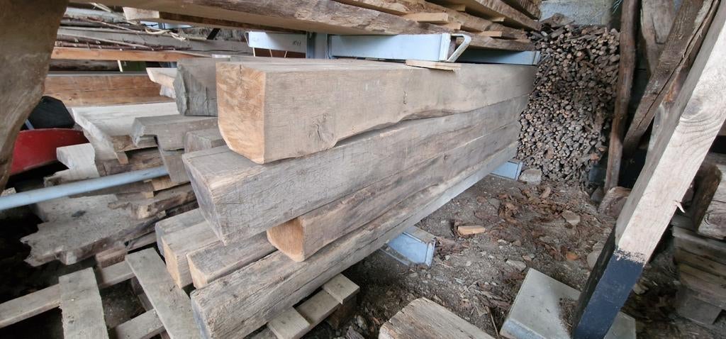 Poutres en chêne massif – séchage naturel 20 ans, Jardin & Terrasse, Enlèvement