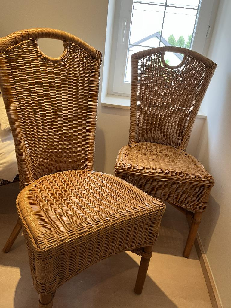 2 rieten stoelen, Maison & Meubles, Chaises, Osier ou Rotin, Comme neuf, Enlèvement, Deux