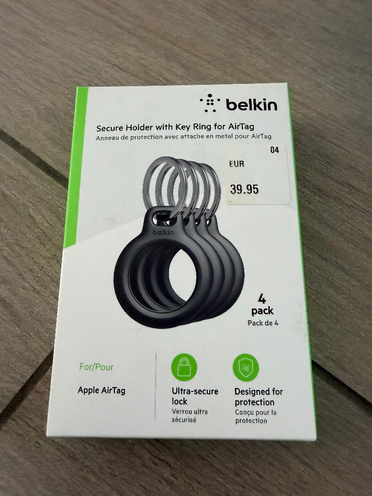 Belkin Secure Holder AirTag (4-pack) Zwart – Nieuw, Ophalen, Nieuw, Overige accessoires, Belkin