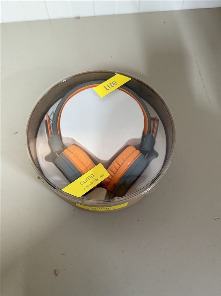 Koptelefoon oranje grijs - Pump stereo headphones, Computers en Software, Headsets, Ophalen of Verzenden, Nieuw