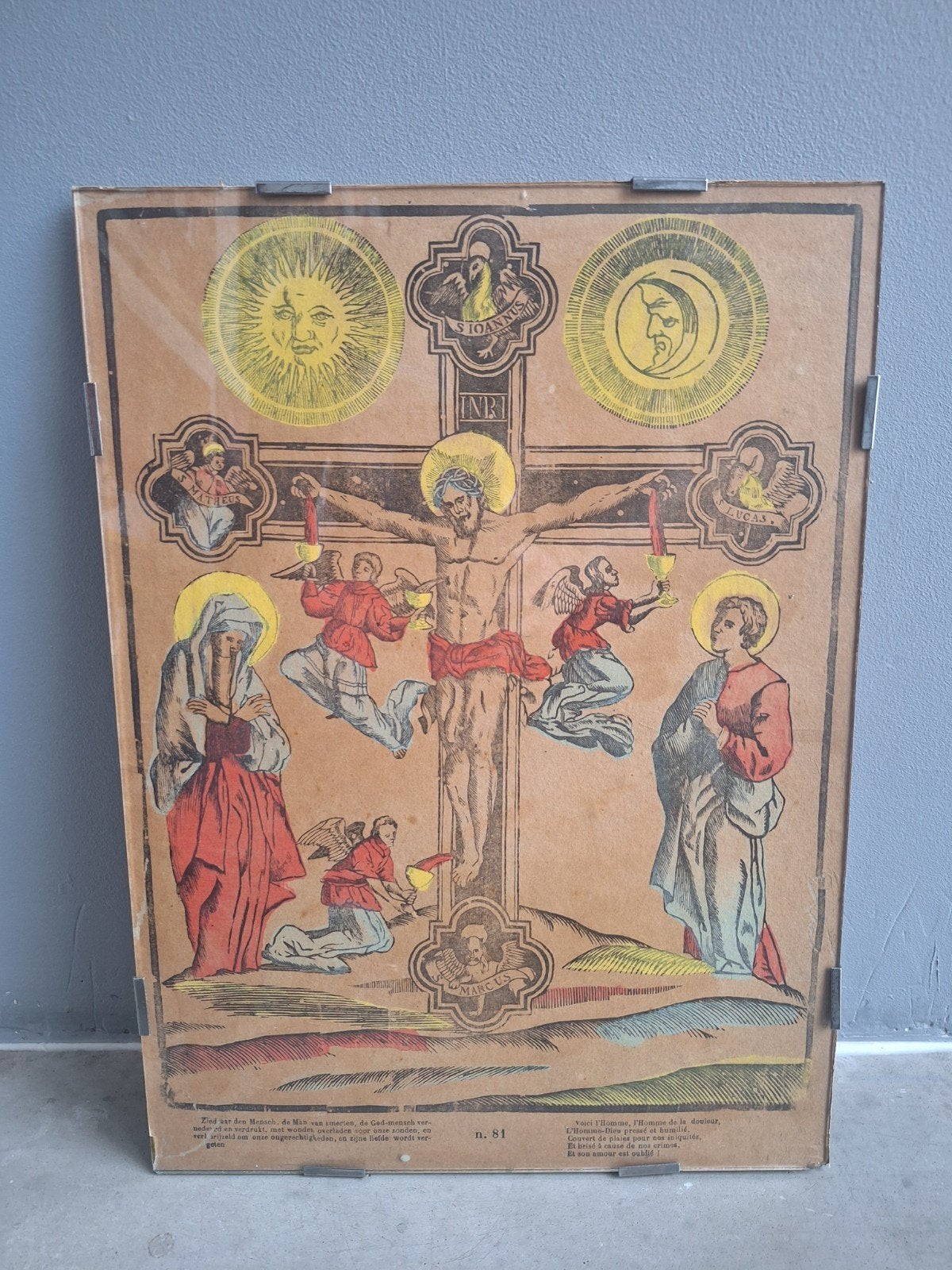 volkskunst: Image d'Épinal van Christus aan het kruis, Enlèvement ou Envoi