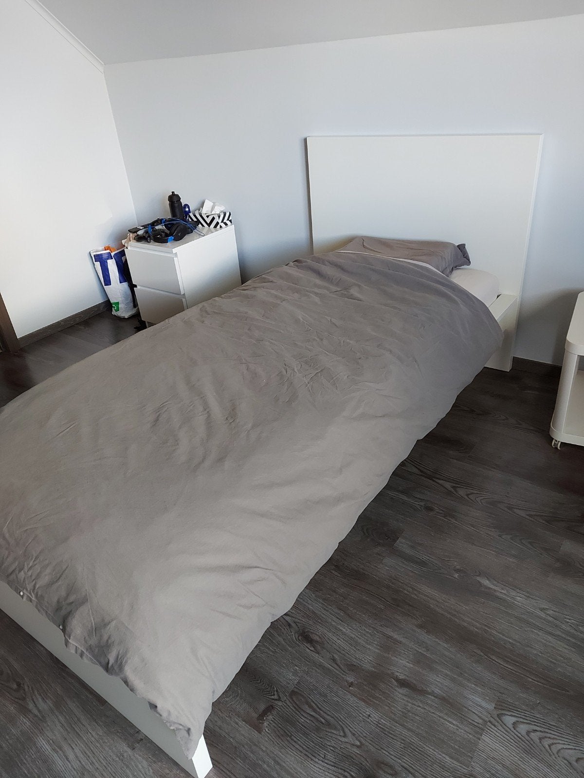 IKEA MALM eenpersoonsbed wit 90x200, hoog hoofdbord, Ophalen, Gebruikt, Eenpersoons
