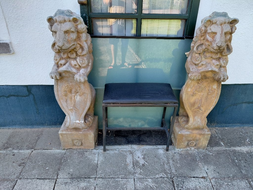 Antieke Grote zware stenen beelden hoogte 120, Antiek en Kunst, Ophalen, Beeld, Bruin, Overige stijlen
