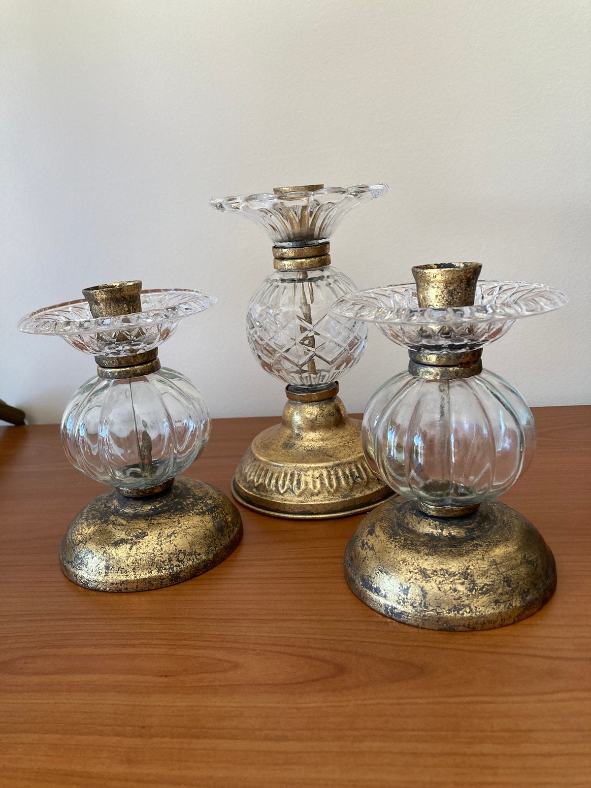 Drie decoratieve kaarsenhouders, Ophalen, Glas
