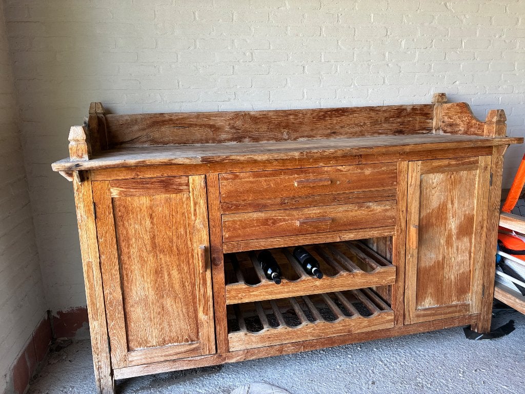 Houten buiten dressoir, Ophalen, Gebruikt, Met deur(en), 150 tot 200 cm